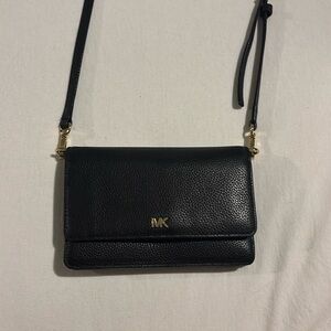 Black and gold accent Leather Michael Kors Purse (long)